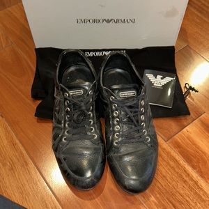 100% Emporio Armani Men’s Sneaker / shoe black leather with box and dust bag